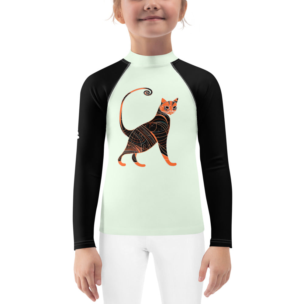 Whiskered Wave Rider Kids Rash Guard