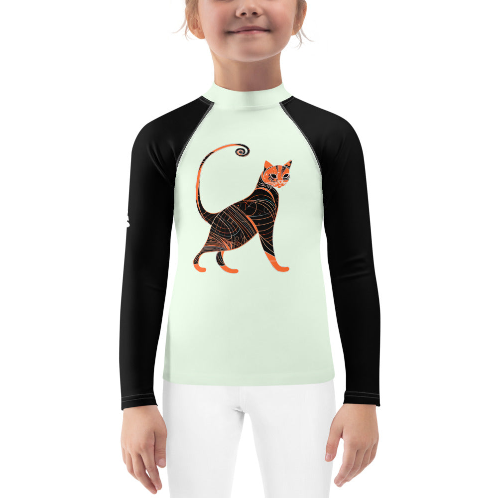 Whiskered Wave Rider Kids Rash Guard | Stylish Swimwear – Beyond T-shirts
