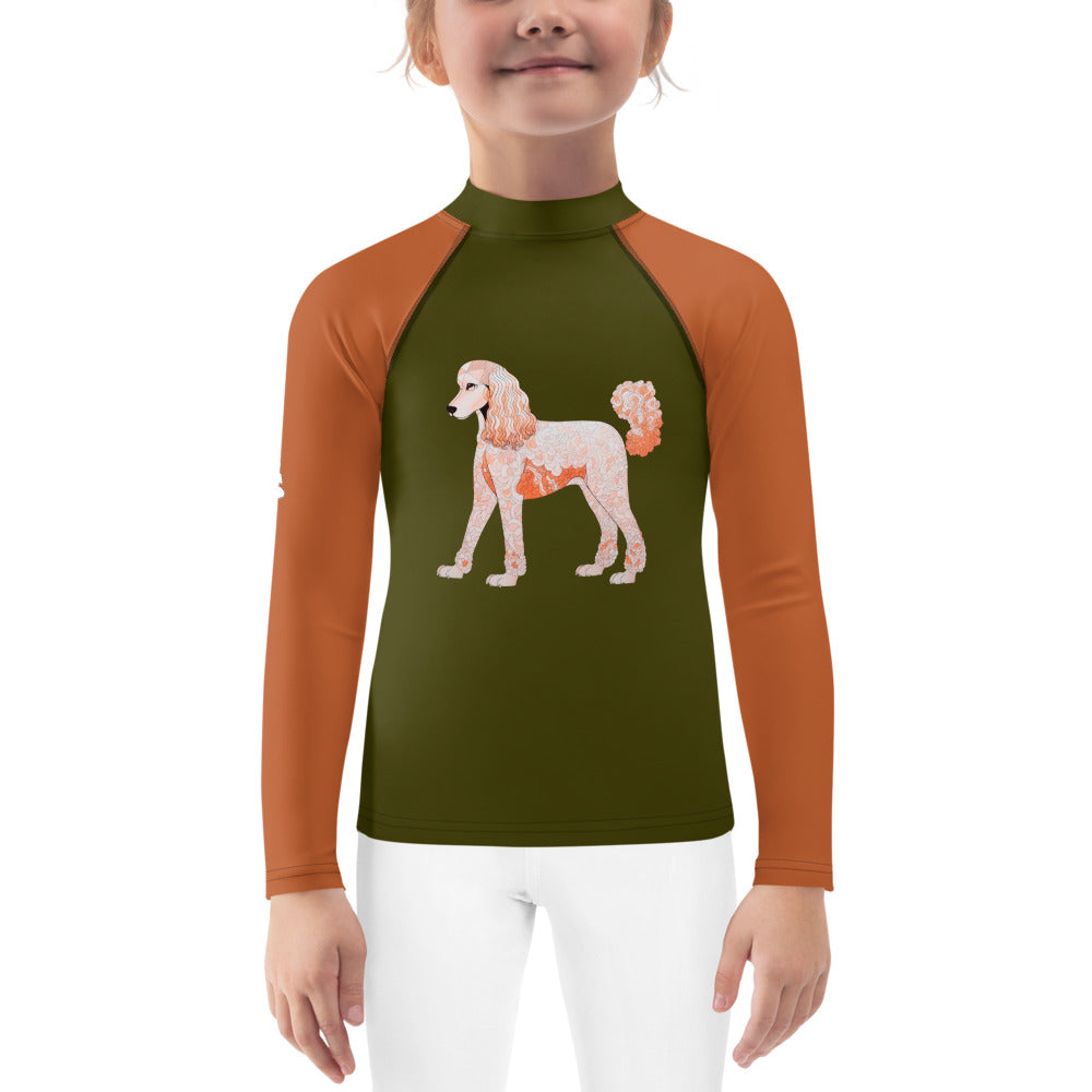 Whimsical Waves With Poodle Kids Rash Guard