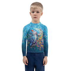 Durable and stylish kids kirigami rash guard