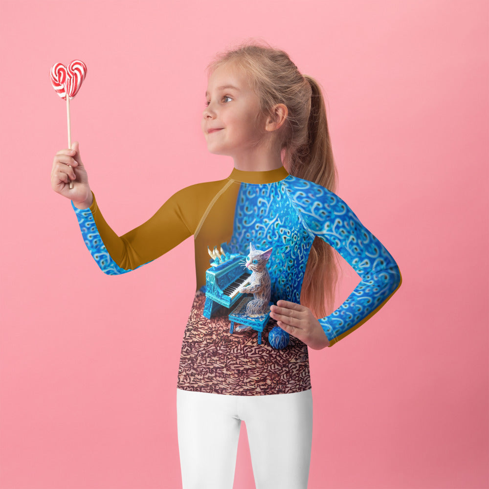 Kids abstract shapes rash guard in vibrant colors