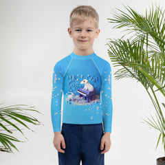 Bright and playful origami animal rash guard for children