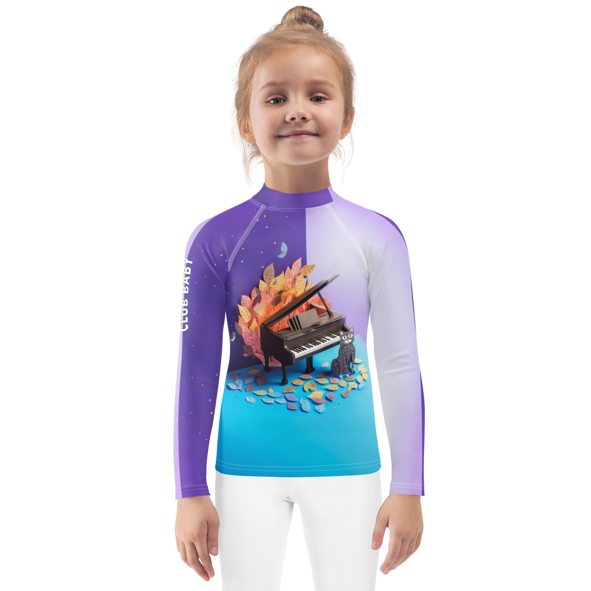 Starry night pattern on kids rash guard