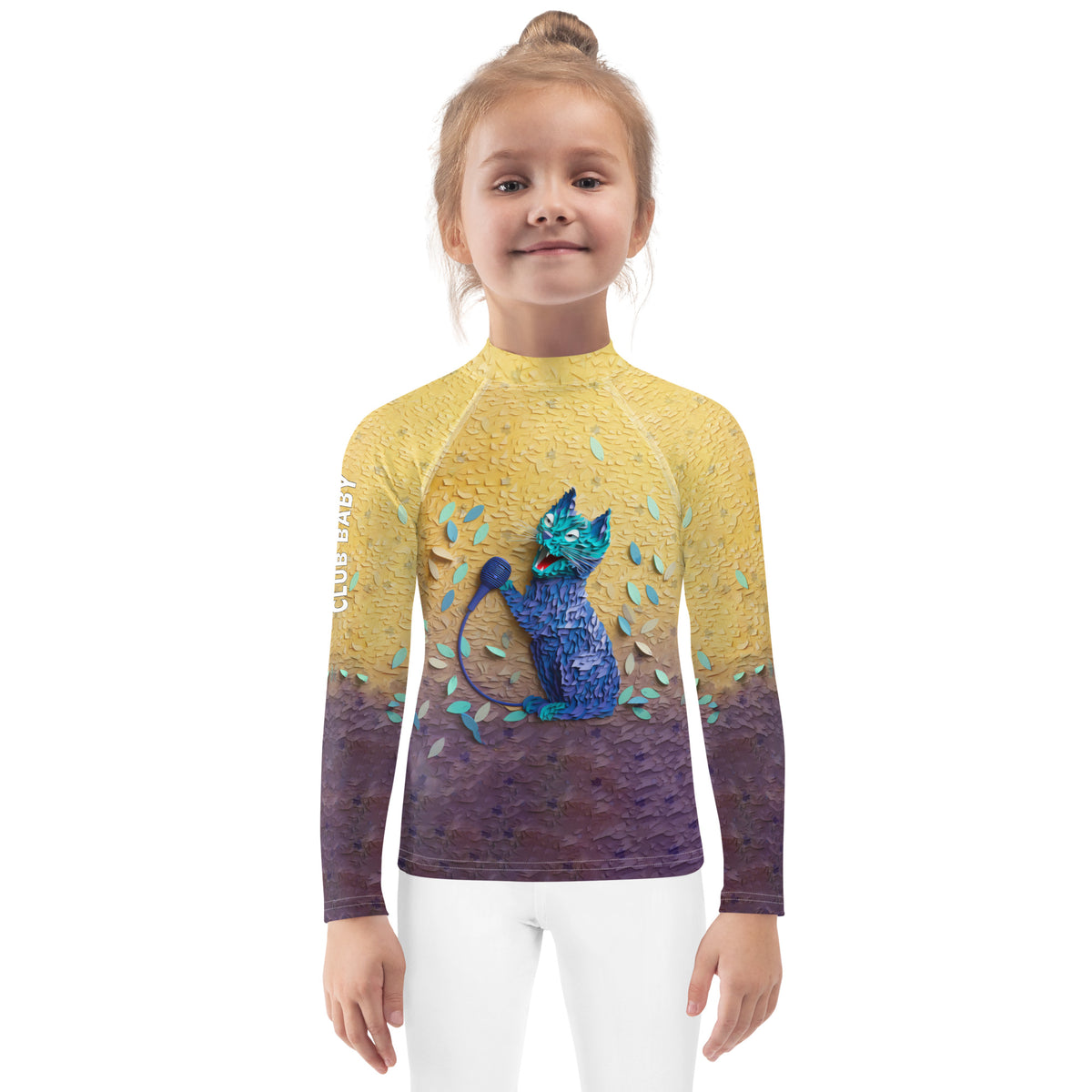 Kids colorful doodle rash guard for swimming