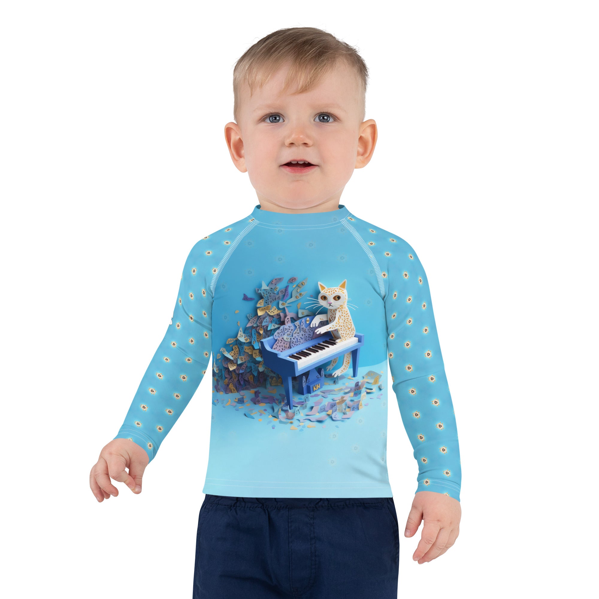 Kirigami Adventure kids rash guard in action