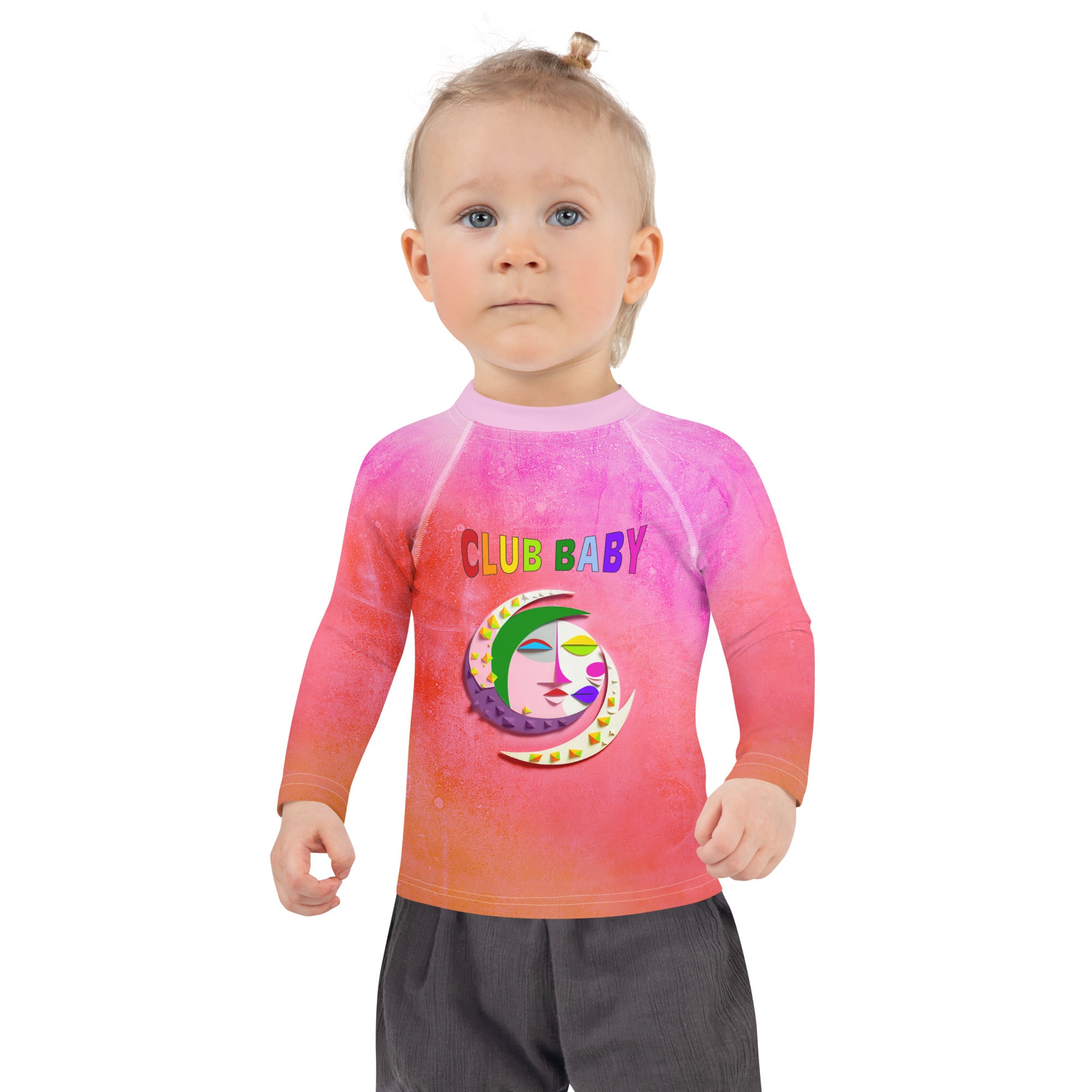 Child wearing Elven Kingdom Kids Rash Guard at the beach
