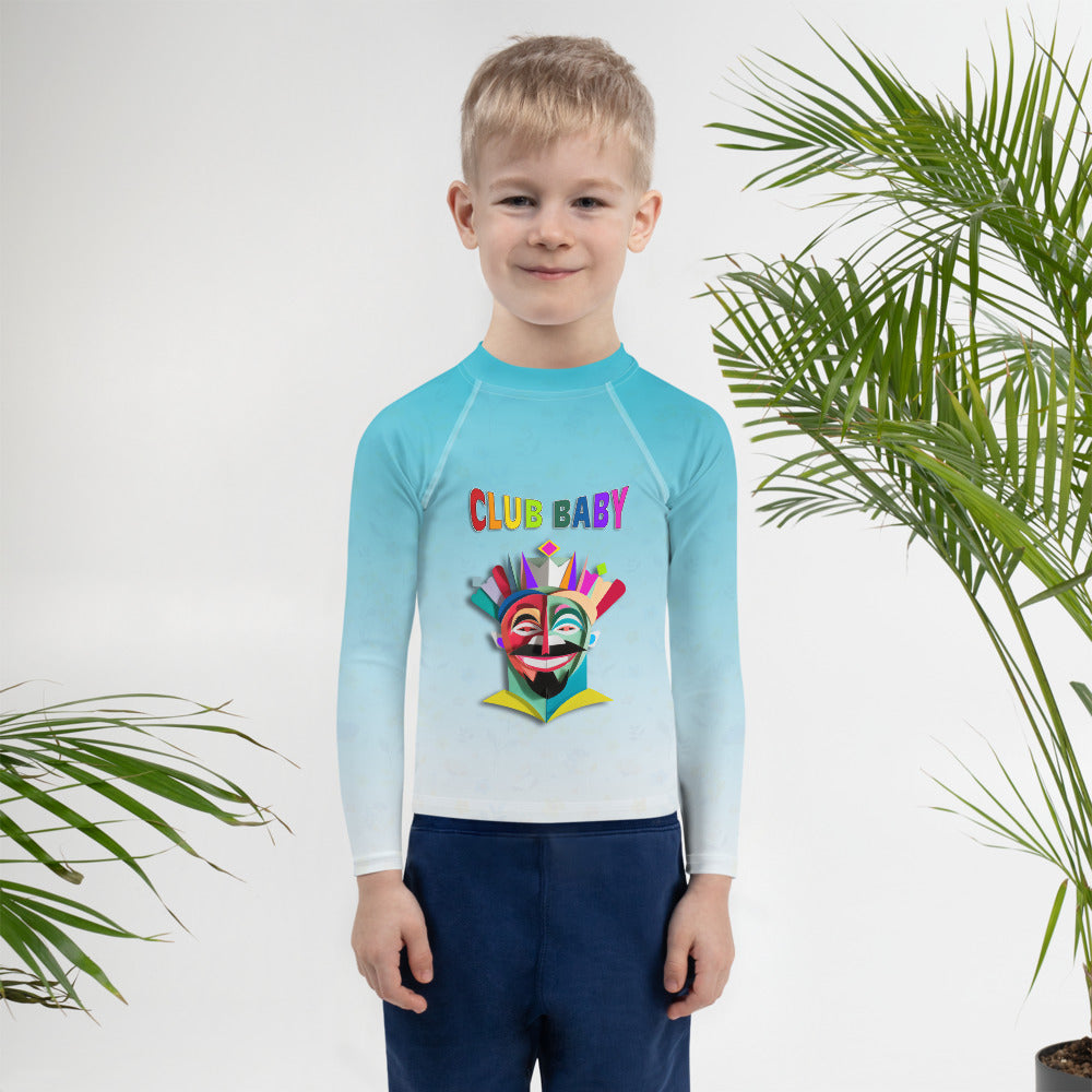 Three Little Pigs graphic on kid's rash guard