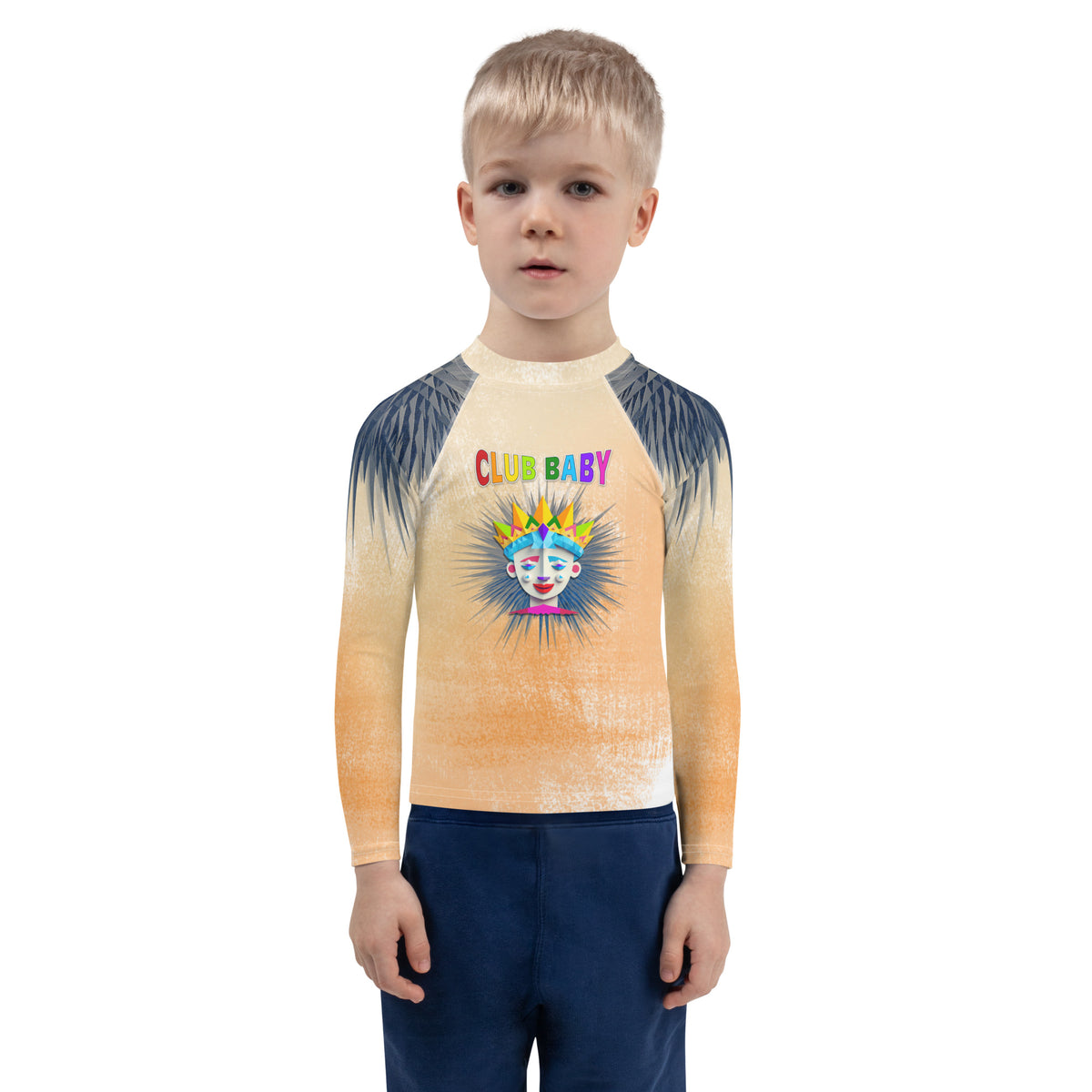 Front view of Pirate Treasure Hunt Kids Rash Guard.