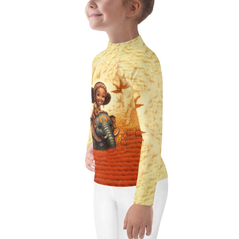 Front view of CB6-15 Kids Rash Guard on a young model