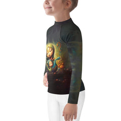 Rear view of the CB3-75 kids rash guard, highlighting the design.