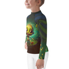 Kid in CB3-81 Rash Guard practicing martial arts.
