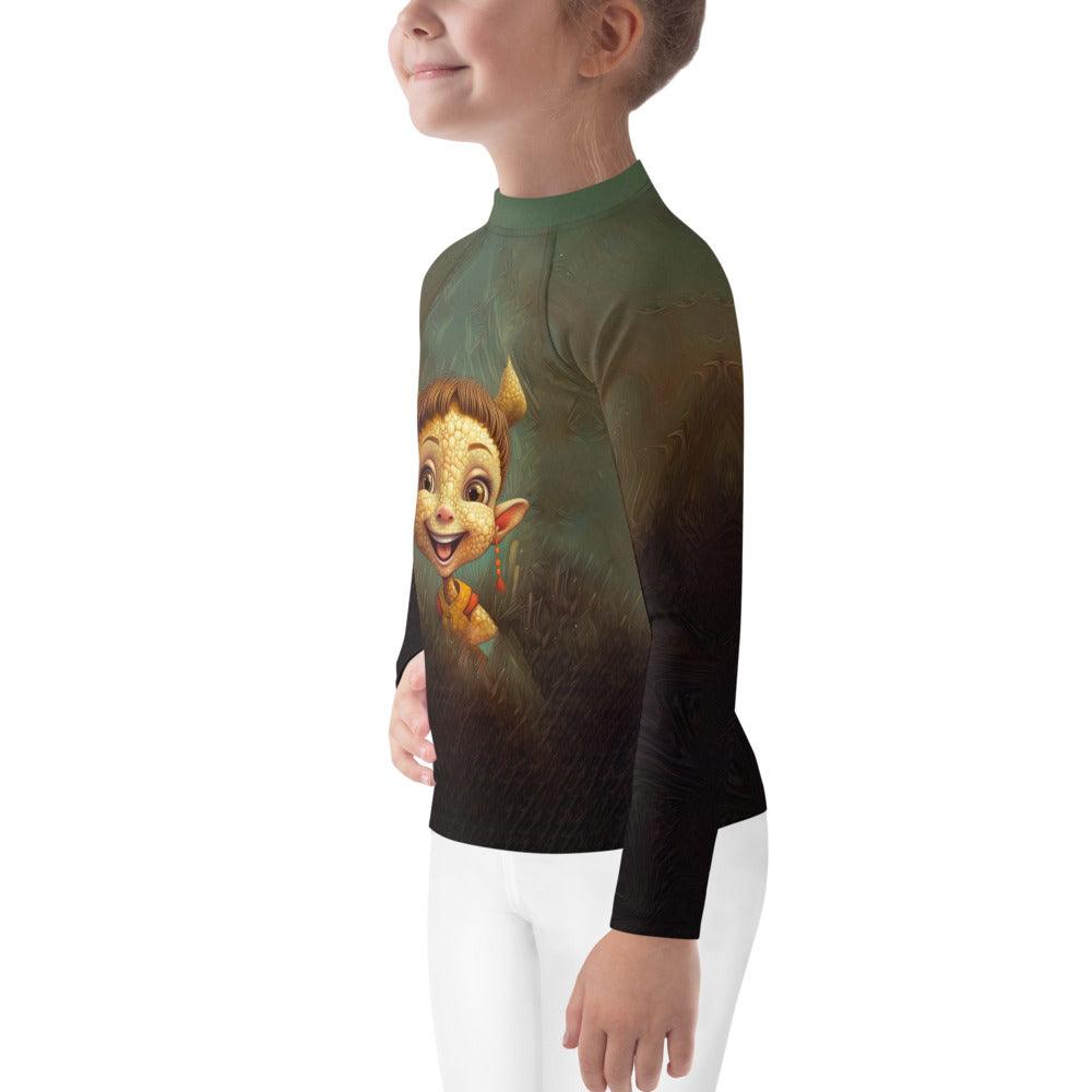 Back view of CB3-83 Kids Rash Guard showing snug fit design.