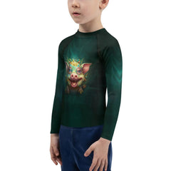 Child wearing CB3-97 rash guard while surfing