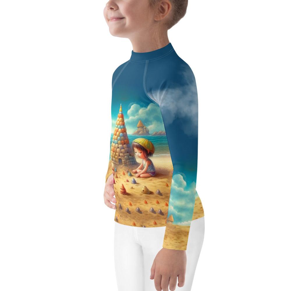 Group of children wearing different sizes of CB3-120 Kids Rash Guards