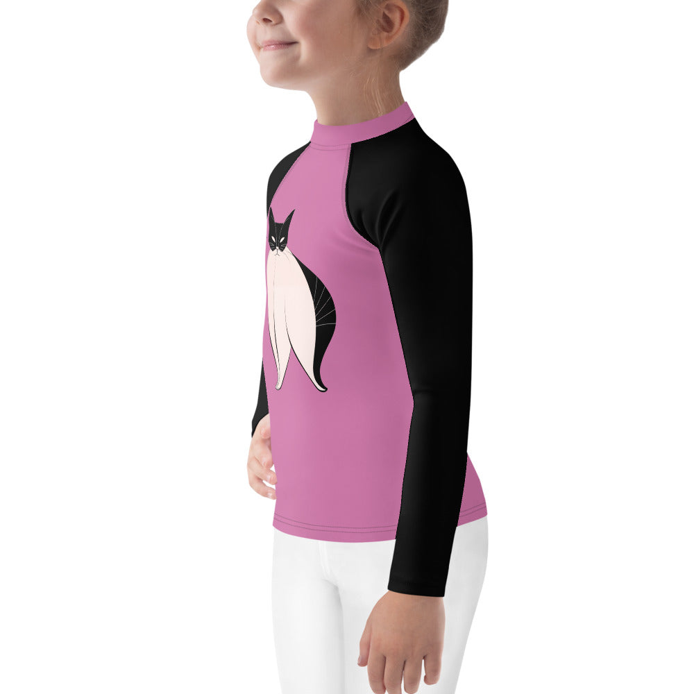 Kitty’s Kite Flying By The Sea Kids Rash Guard