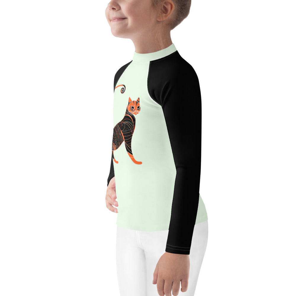 Whiskered Wave Rider Kids Rash Guard