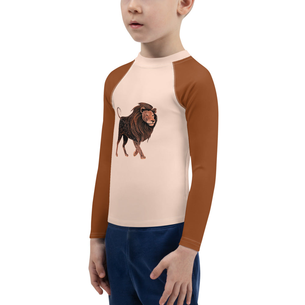 Lion’s Leisurely Lake Day Kids Rash Guard