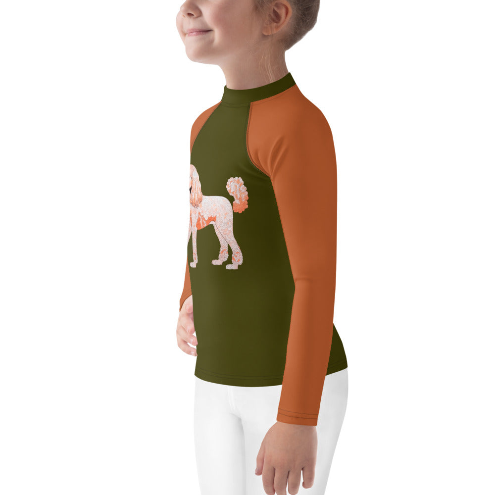 Whimsical Waves With Poodle Kids Rash Guard