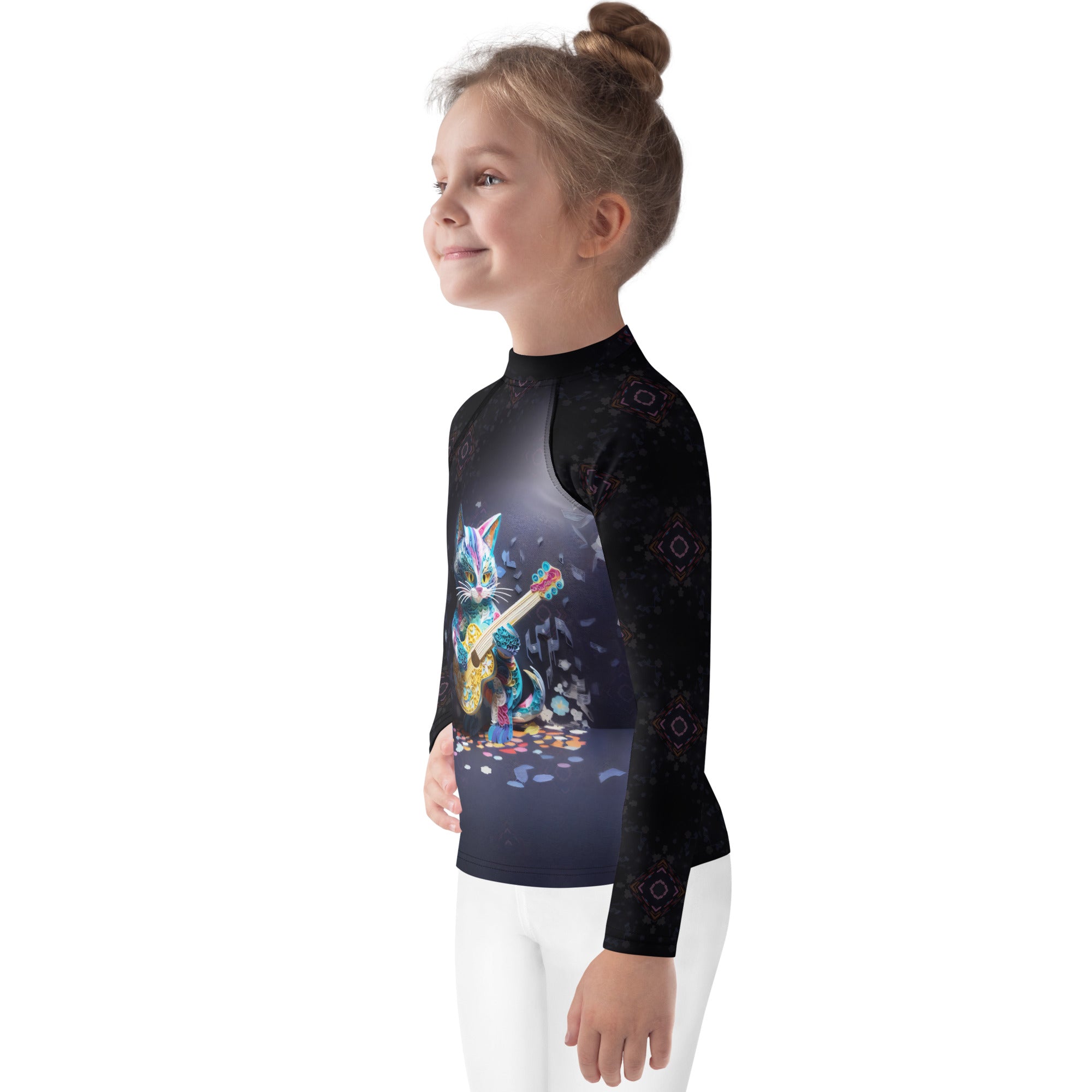 Colorful geometric pattern kids rash guard