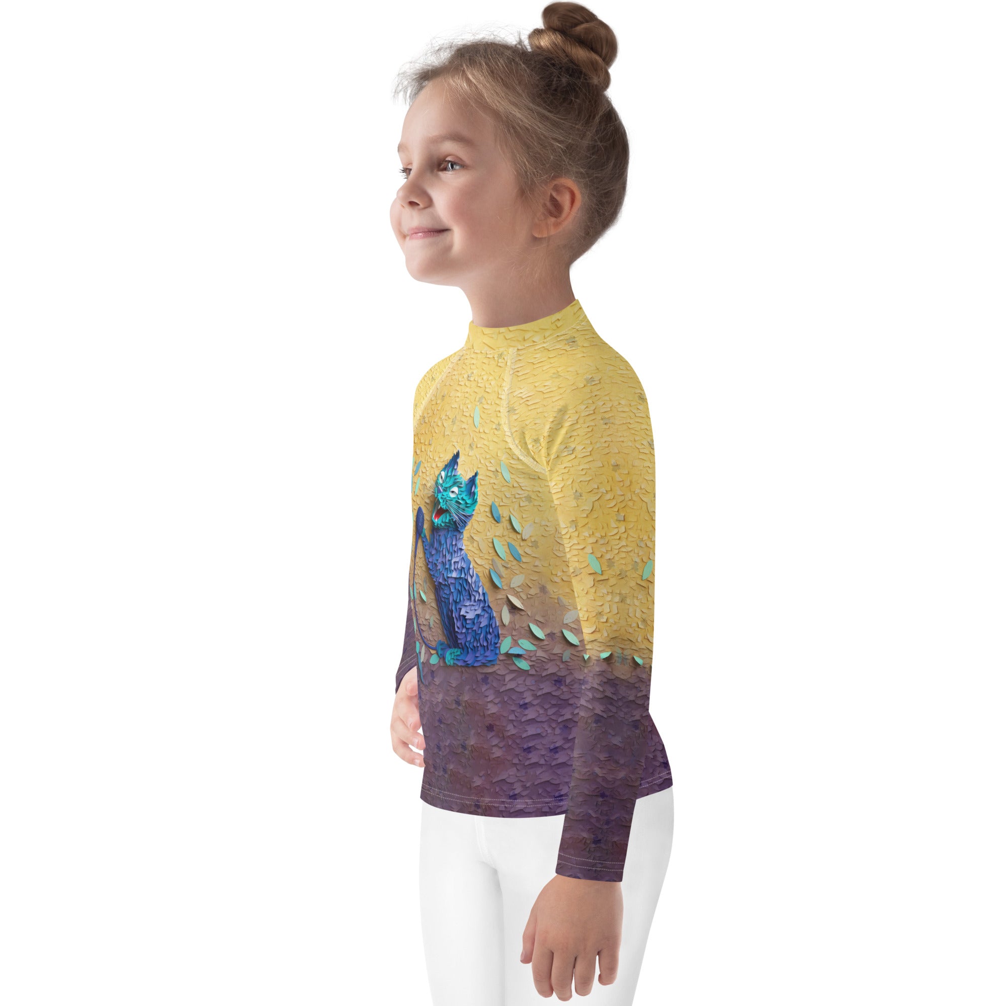 Stylish and colorful kids rash guard with doodle prints