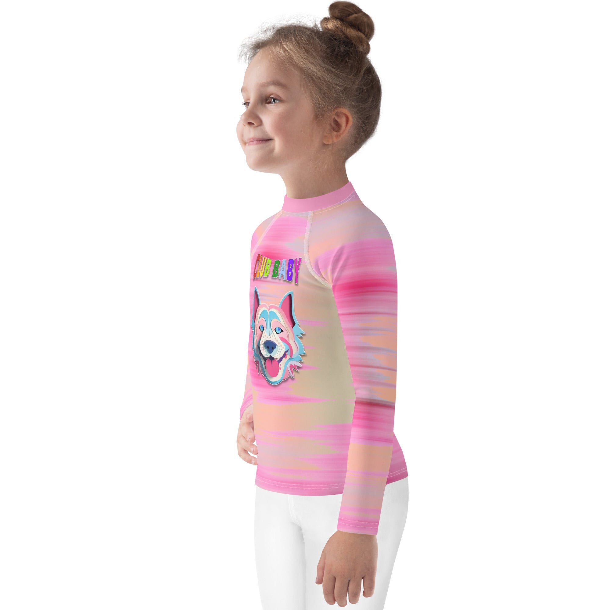 Back view of the Knight's Valor rash guard on a child.