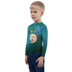 Back view of Kids Rash Guard with Forest Friends design
