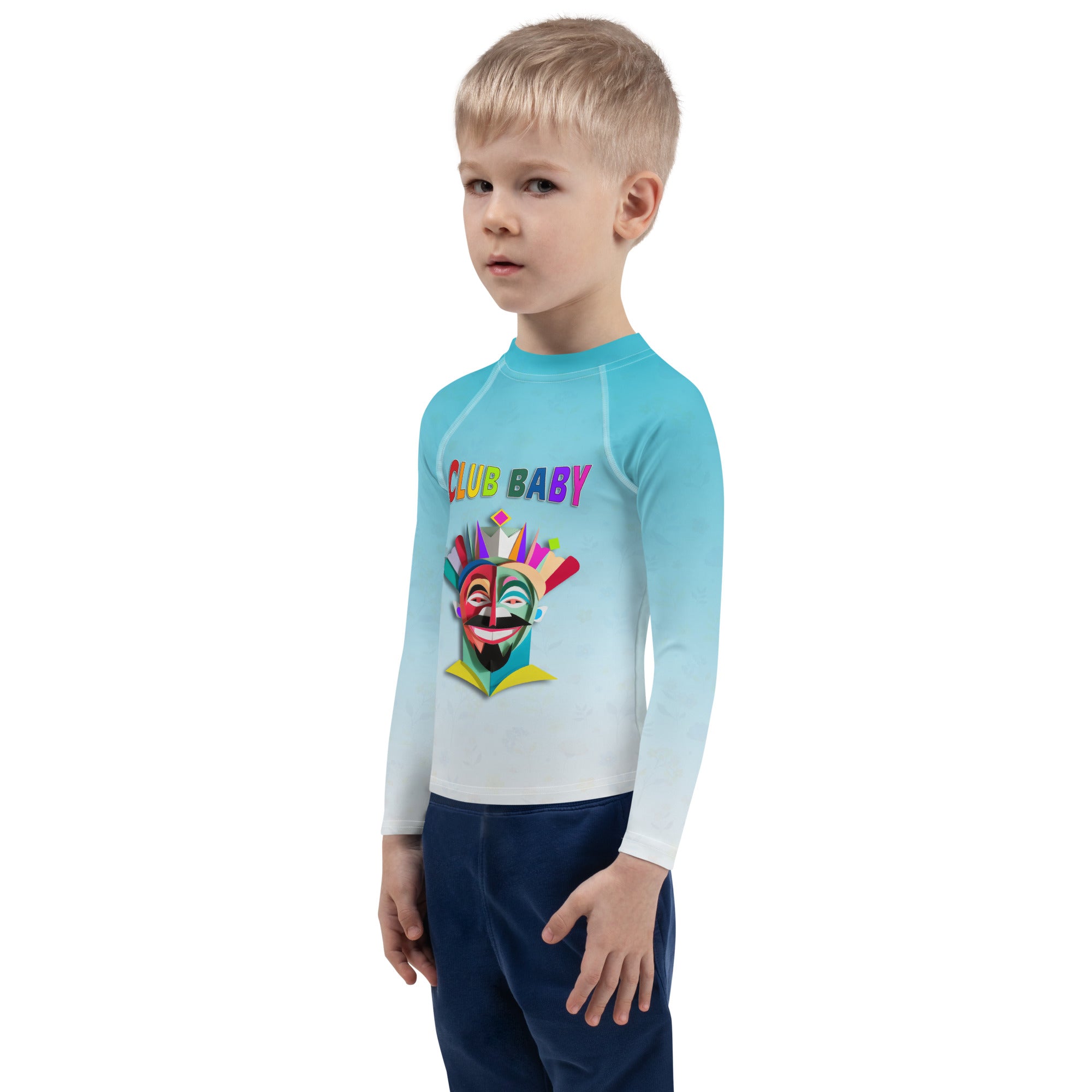 Durable kid's rash guard with playful Three Little Pigs theme