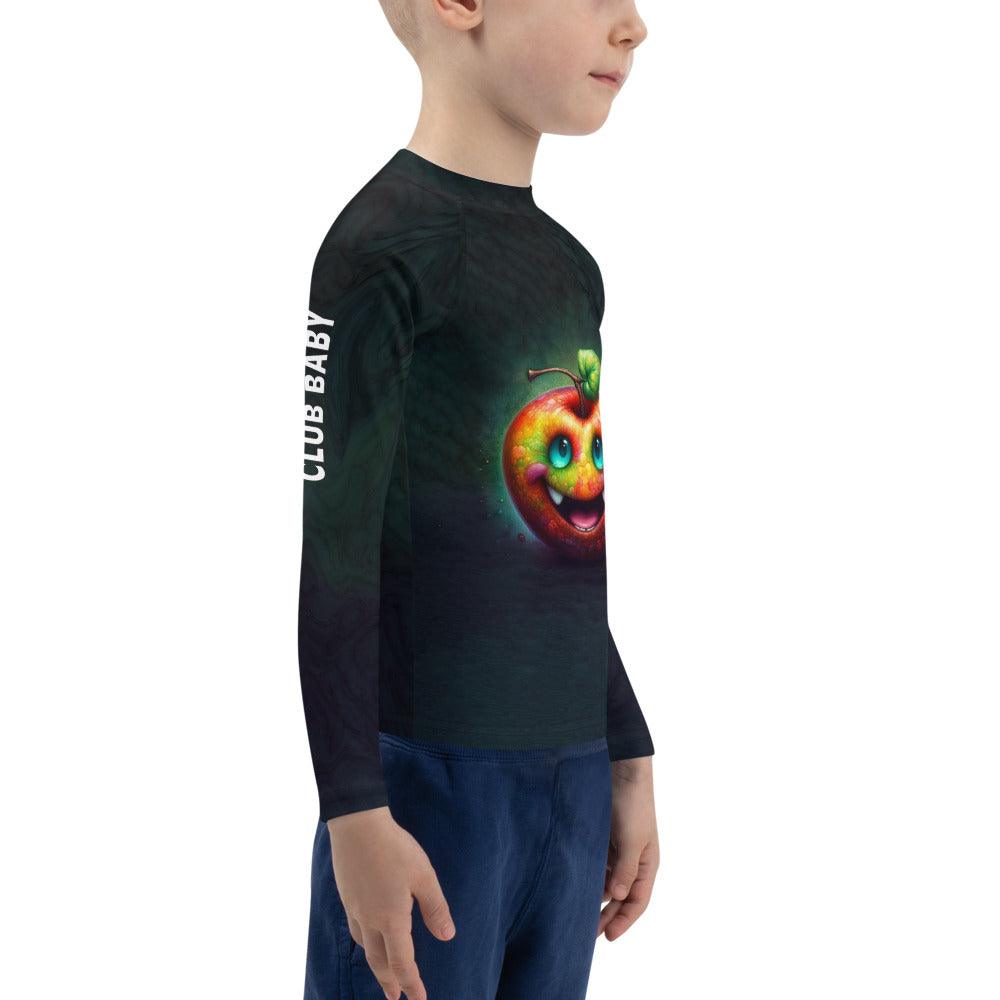 Back view of CB3-128 Kids Rash Guard showing seam details.