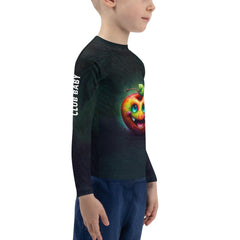 Back view of CB3-128 Kids Rash Guard showing seam details.