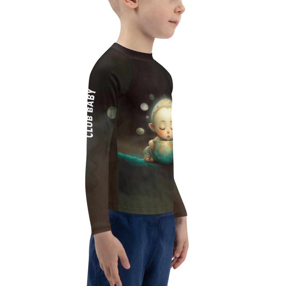 CB3-70 Rash Guard for kids in action - surfing