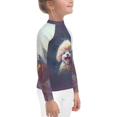 Back view of CB3-99 kids rash guard, highlighting UV protection fabric.