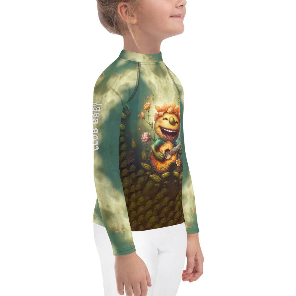 Kids CB3-109 rash guard in action, surfing waves