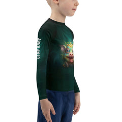 Close-up of CB3-97 kids rash guard material and stitching