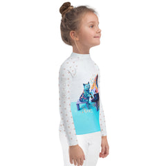 Back view of Paper Crane Kids Rash Guard swimwear