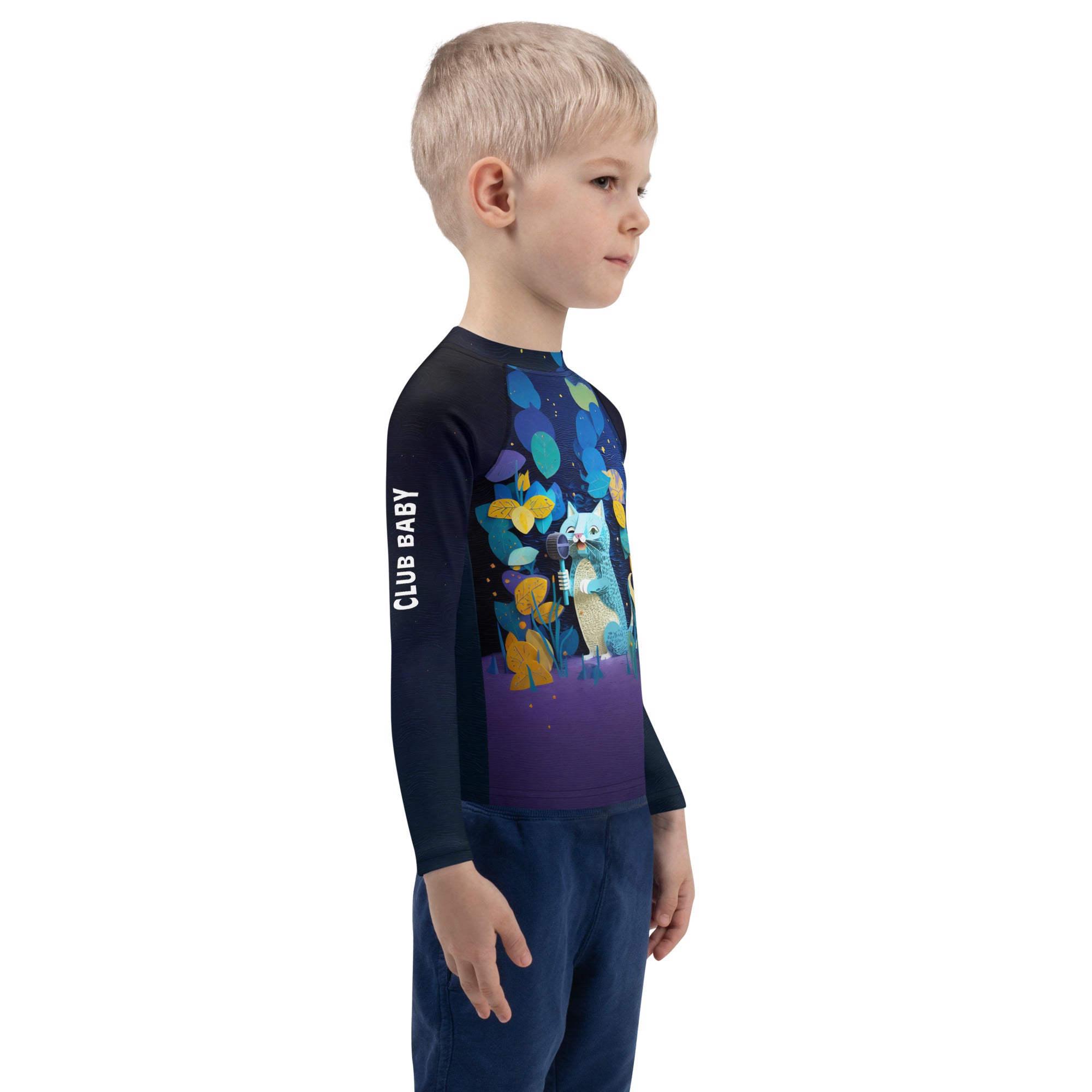 UV protection enchanted forest kids rash guard