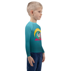 Pirate-themed kids rash guard on display


