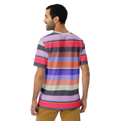 Rainbow Cascade Colorful Stripe All-Over Print Men's Crew Neck T-Shirt