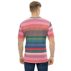 Electric Sunrise Colorful Stripe All-Over Print Men's Crew Neck T-Shirt