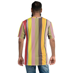 Tropical Bliss Colorful Stripe All-Over Print Men's Crew Neck T-Shirt