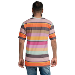 Retro Rainbow Blast Colorful Stripe All-Over Print Men's Crew Neck T-Shirt