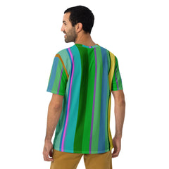 Cosmic Carnival Colorful Stripe All-Over Print Men's Crew Neck T-Shirt