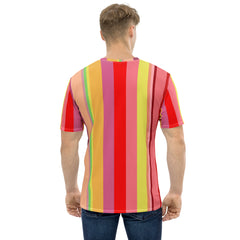 Fiesta Flamenco Colorful Stripe All-Over Print Men's Crew Neck T-Shirt