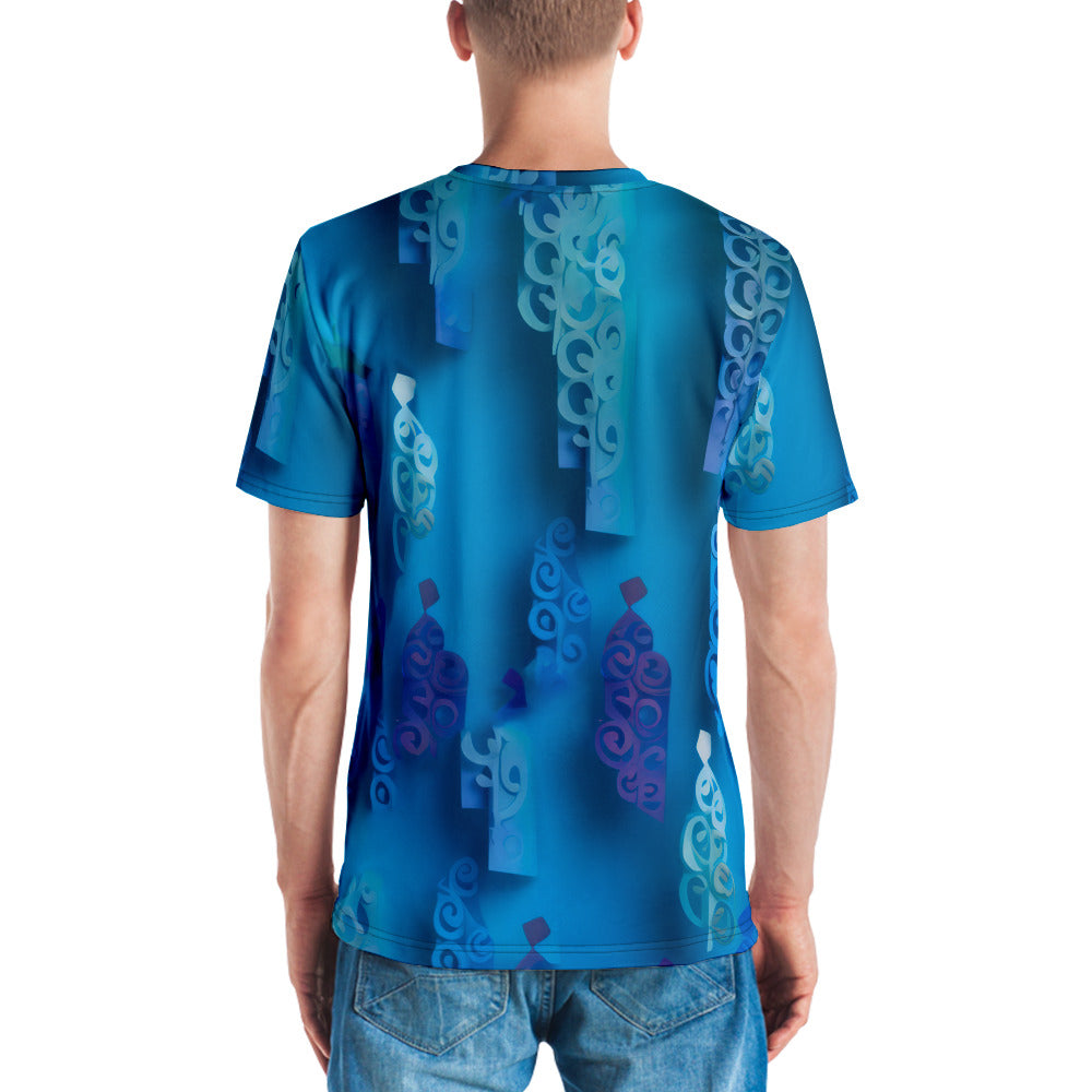 Close-up of Drumbeat Vibration pattern on men's t-shirt.