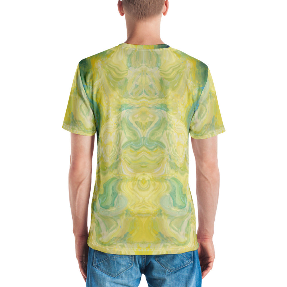 Men's space-themed giraffe explorer t-shirt in premium quality fabric.