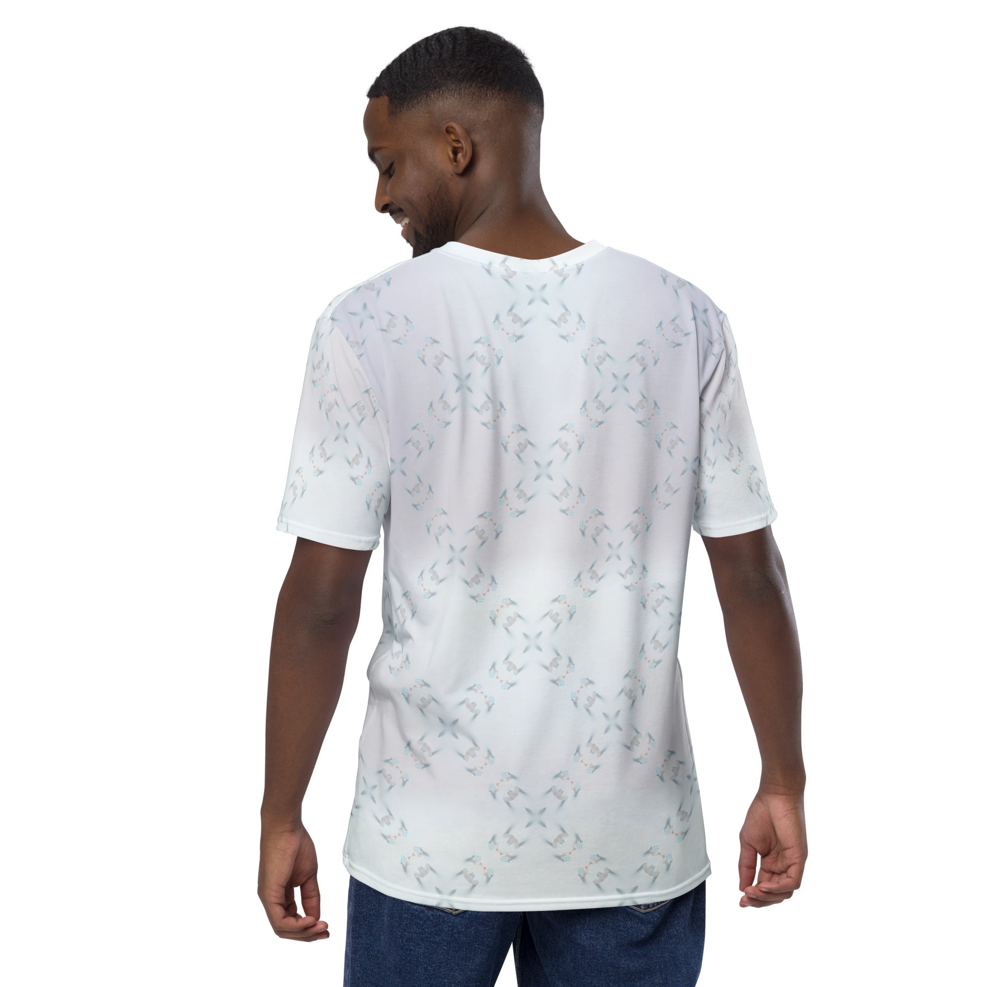 Stylish Koi Harmony crew neck t-shirt for men, perfect for casual wear.