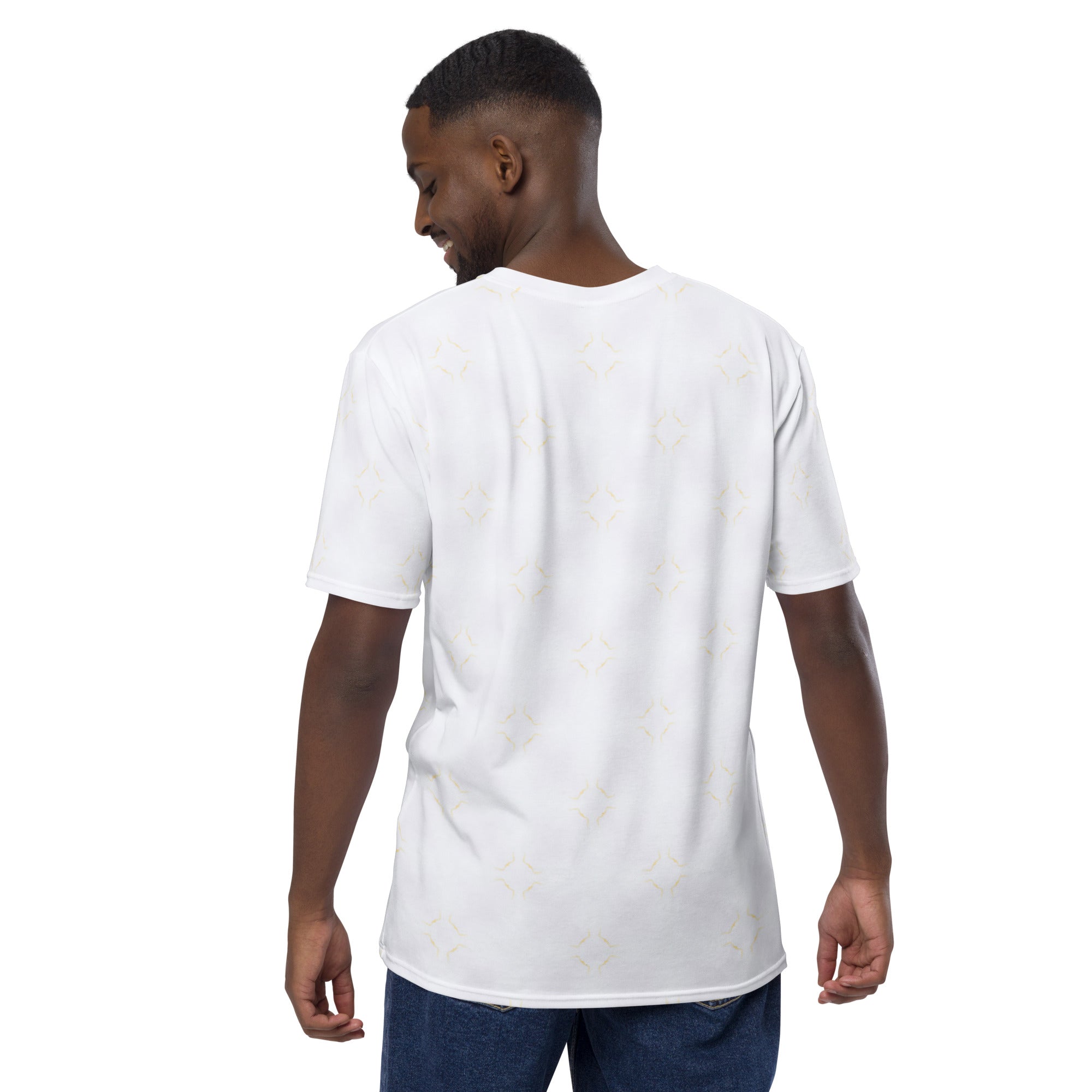 Men's stylish crew neck T-shirt with Nebula Origami design.