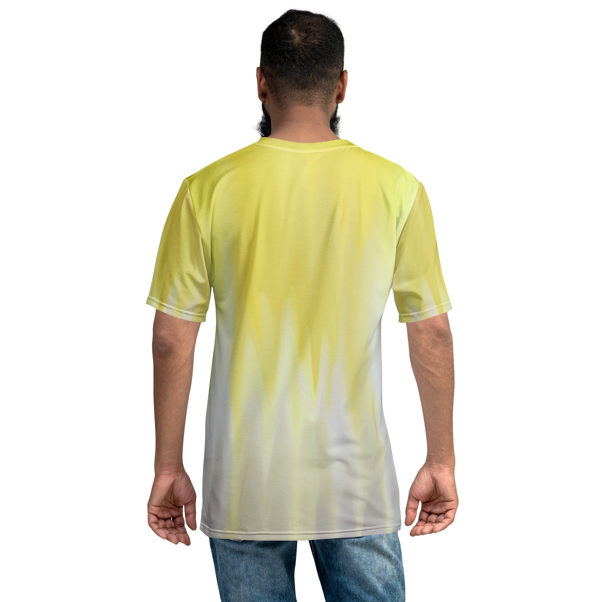 Back view of Radiant Petals Men's Crewneck Tee showing the vibrant pattern