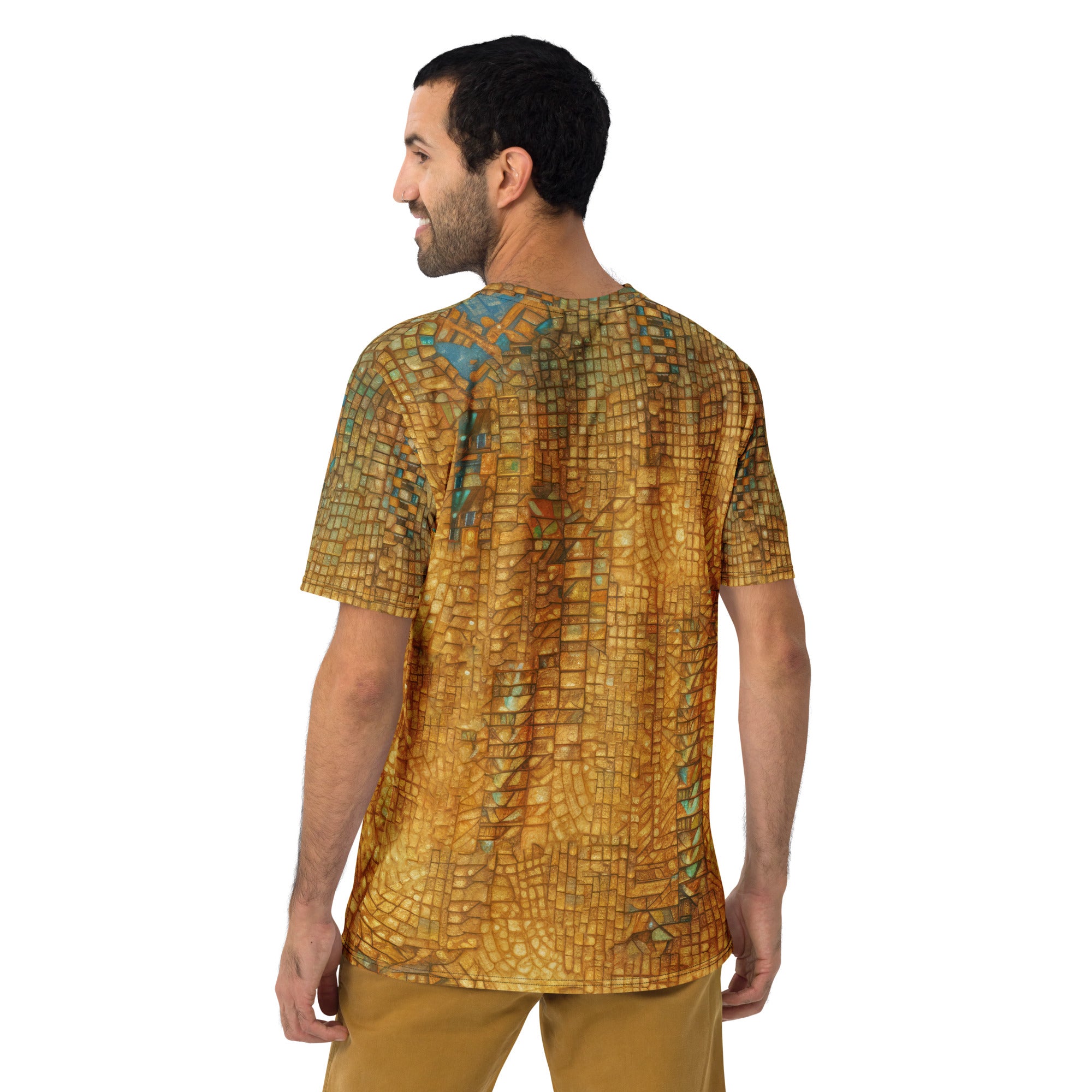 Stylish men's t-shirt featuring a colorful kitty collage.