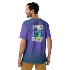 Halloween-themed men's crew neck t-shirt side view
