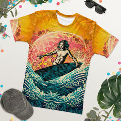 Surfer showcasing the Men's Surfer's Paradise Tee, ready to catch the next big wave in style.